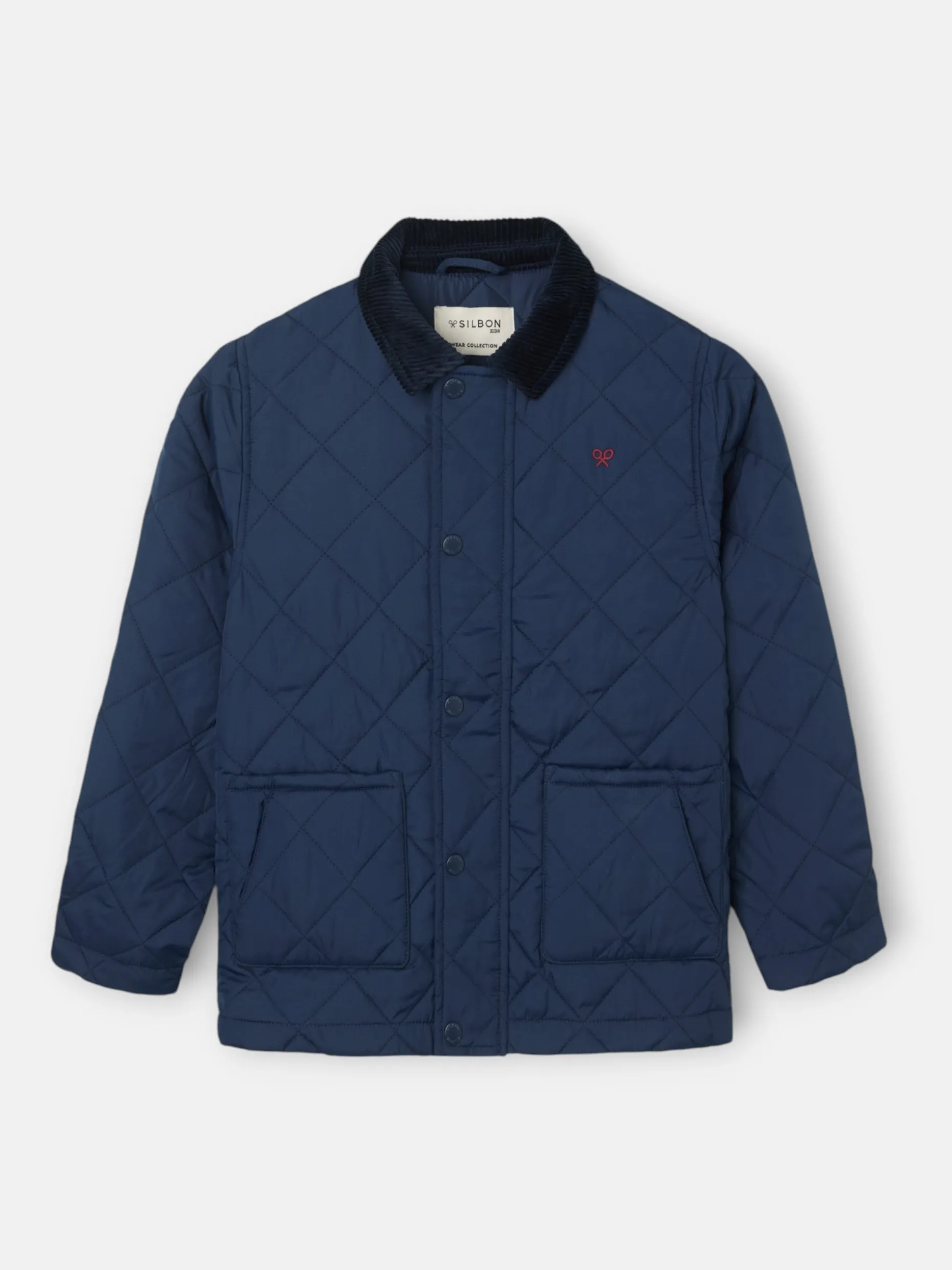 Abrigo kids acolchado cuello pana azul marino