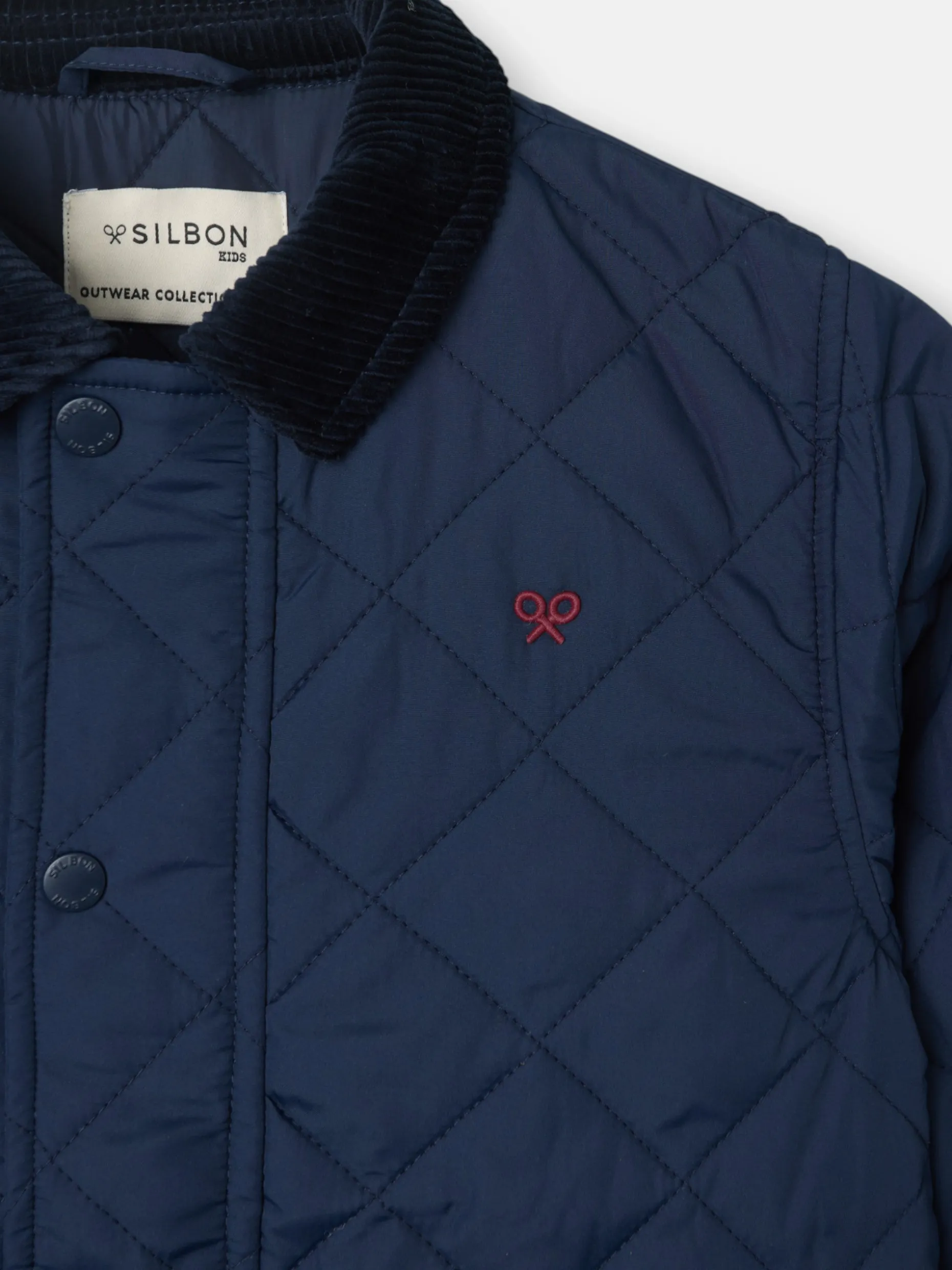 Abrigo kids acolchado cuello pana azul marino