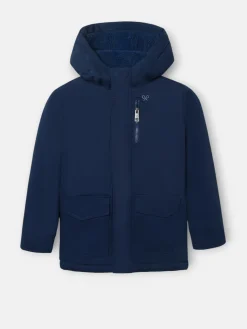 Abrigo kids capucha bolsillos azul marino