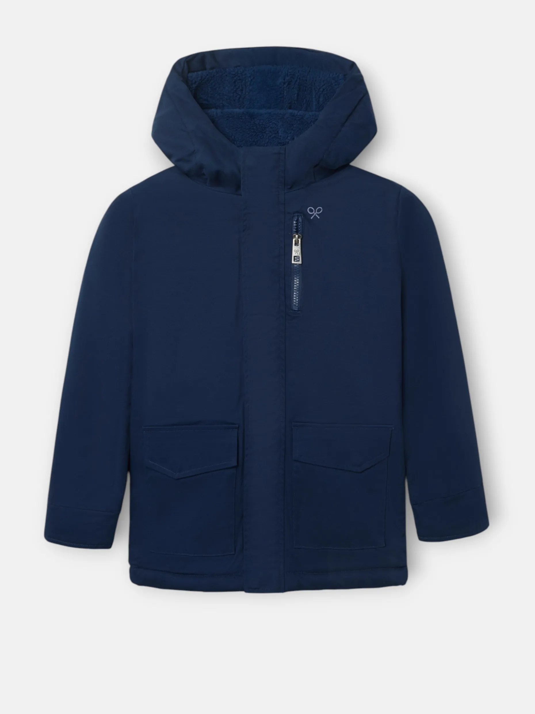 Abrigo kids capucha bolsillos azul marino