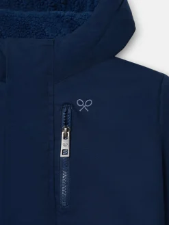 Abrigo kids capucha bolsillos azul marino
