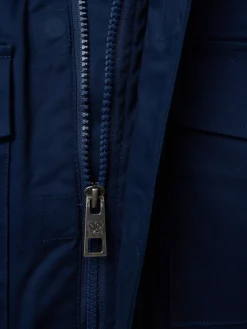 Abrigo kids capucha bolsillos azul marino