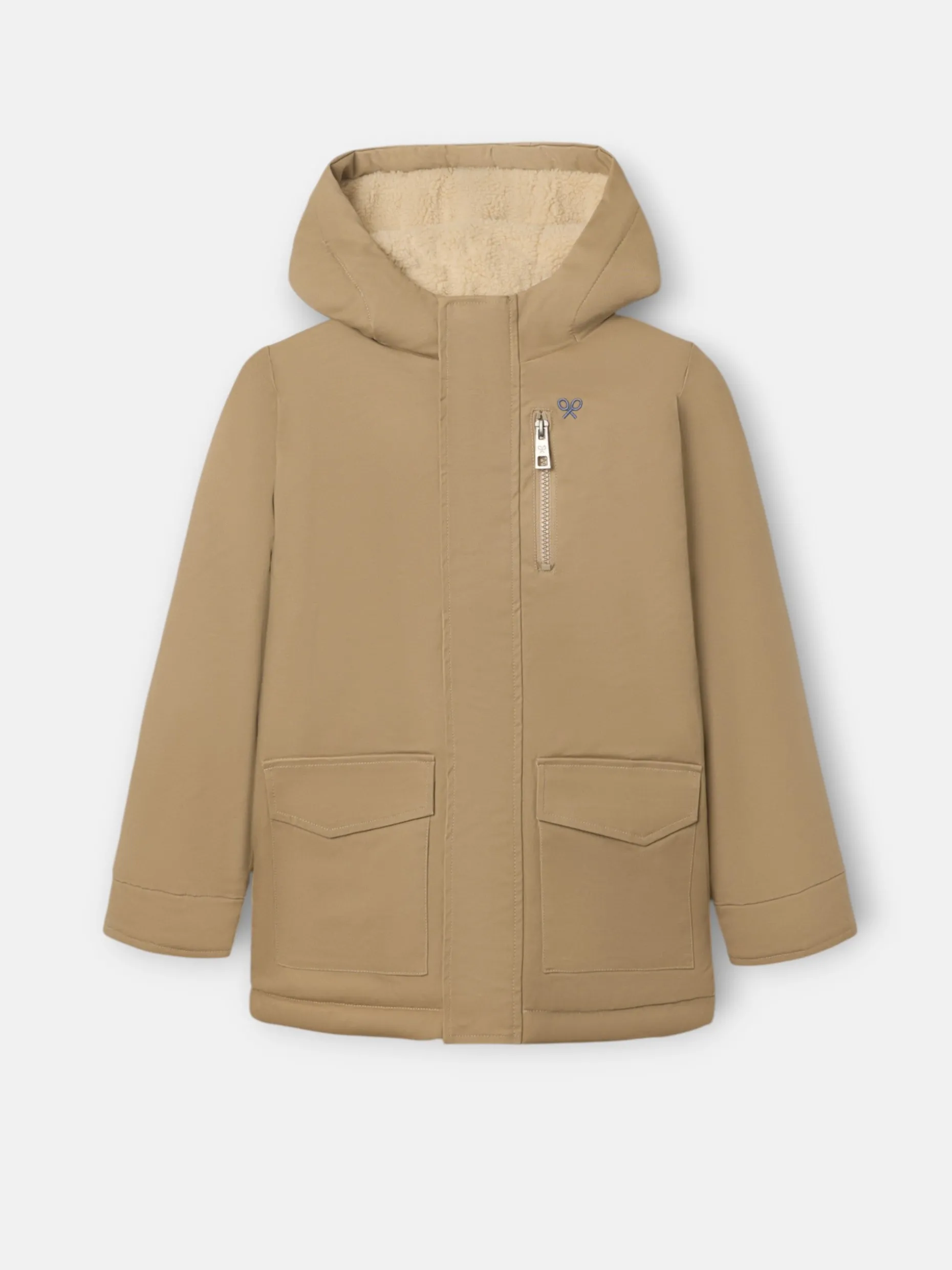 Abrigo kids capucha bolsillos beige medio
