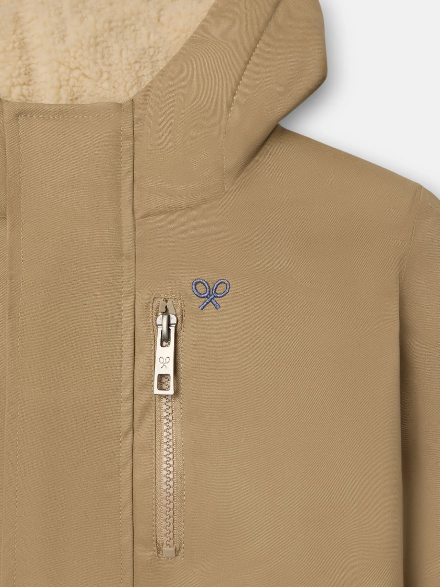 Abrigo kids capucha bolsillos beige medio