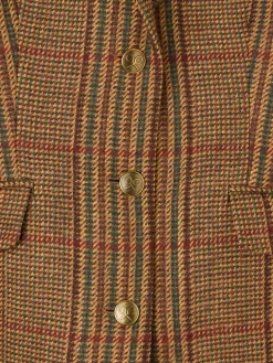 Americana combinada piel cuadros marrones