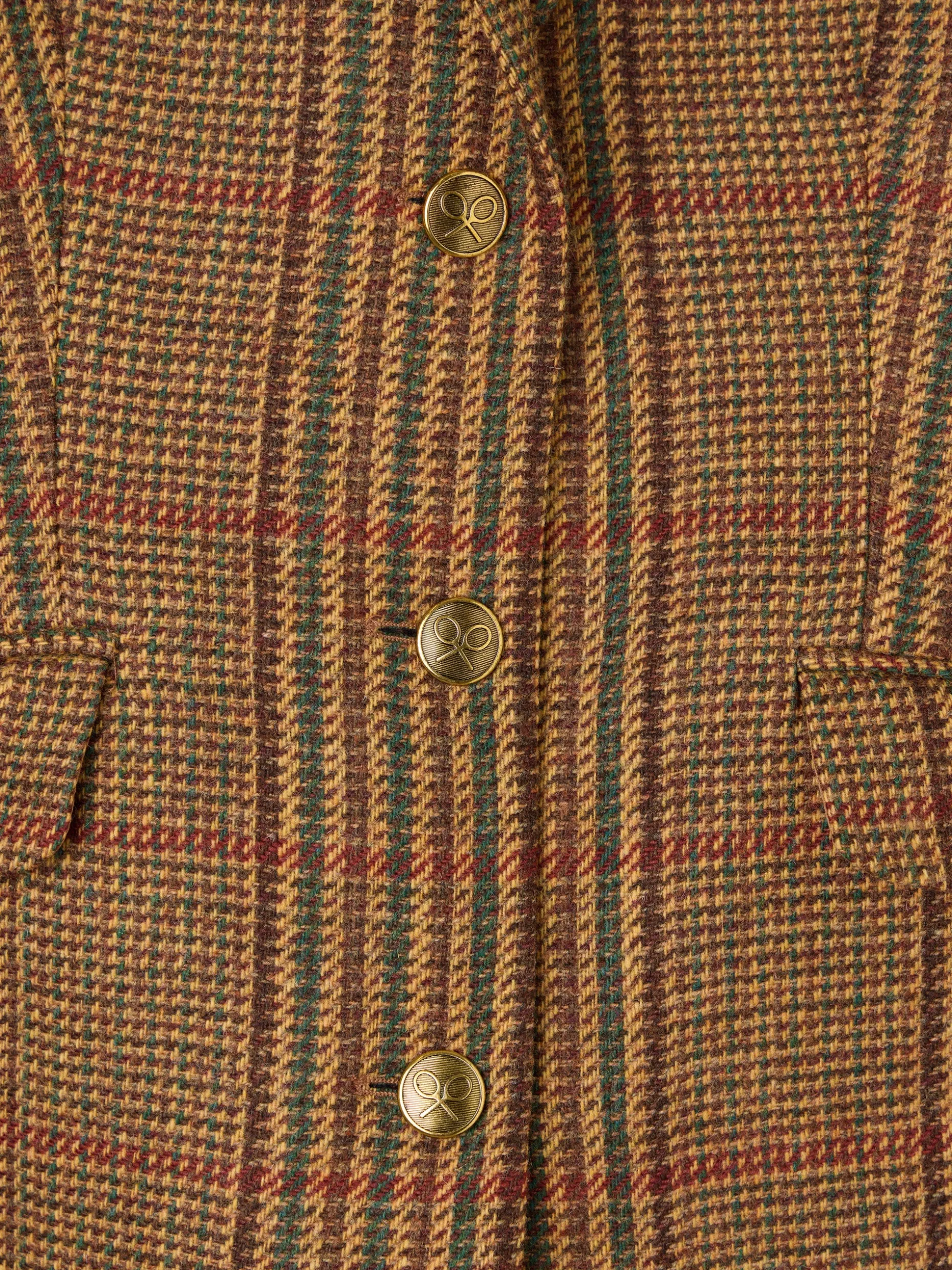 Americana combinada piel cuadros marrones