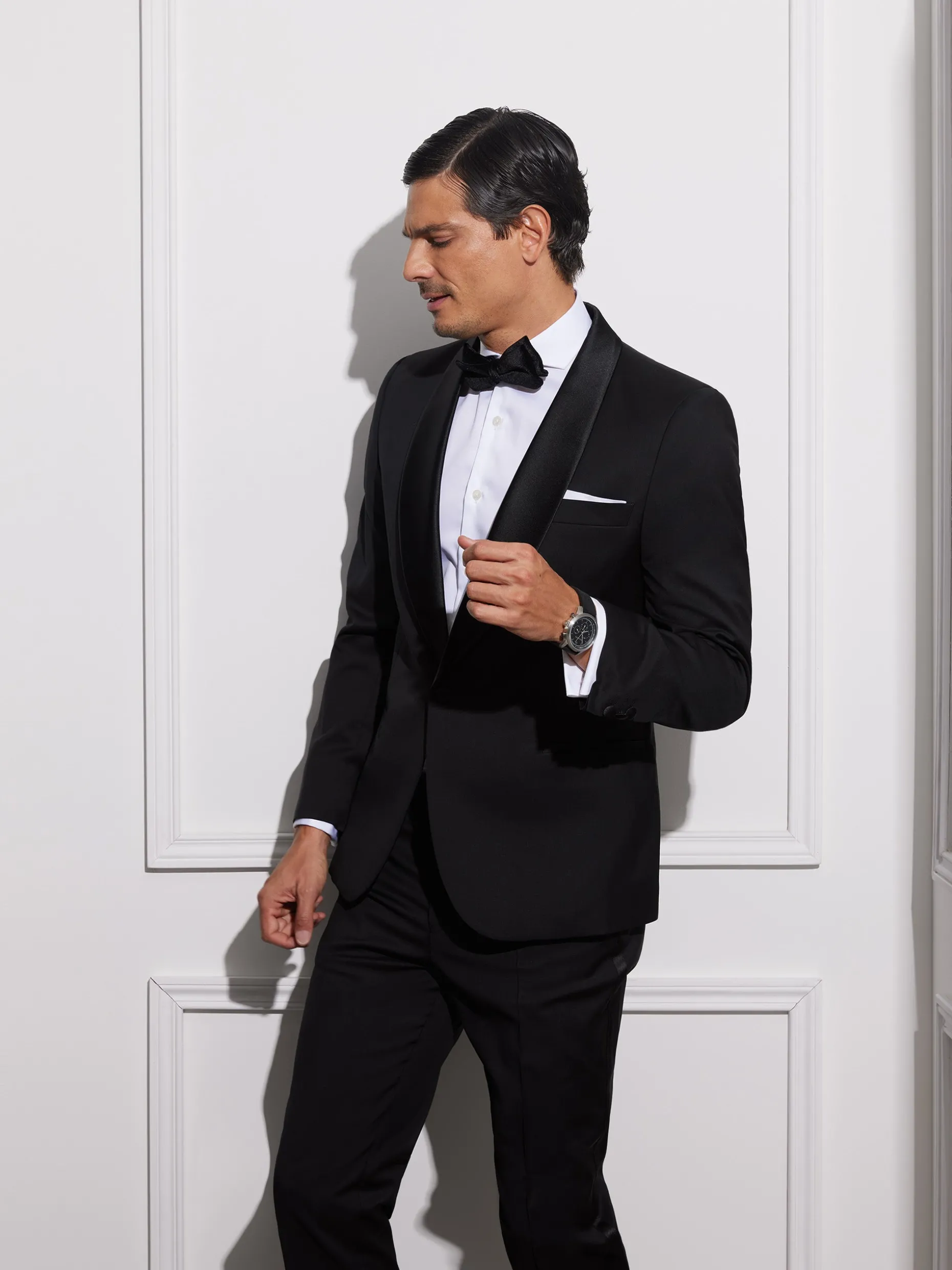 Americana esmoquin silbon negro