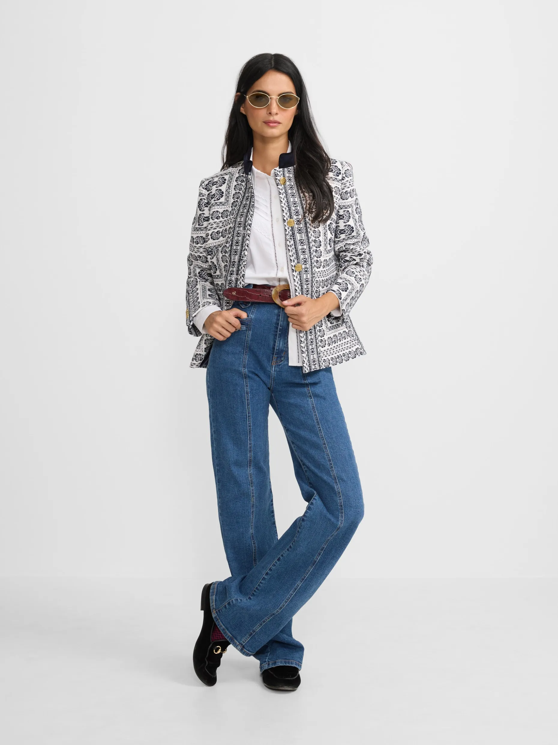 Americana jacquard motivos azul marino