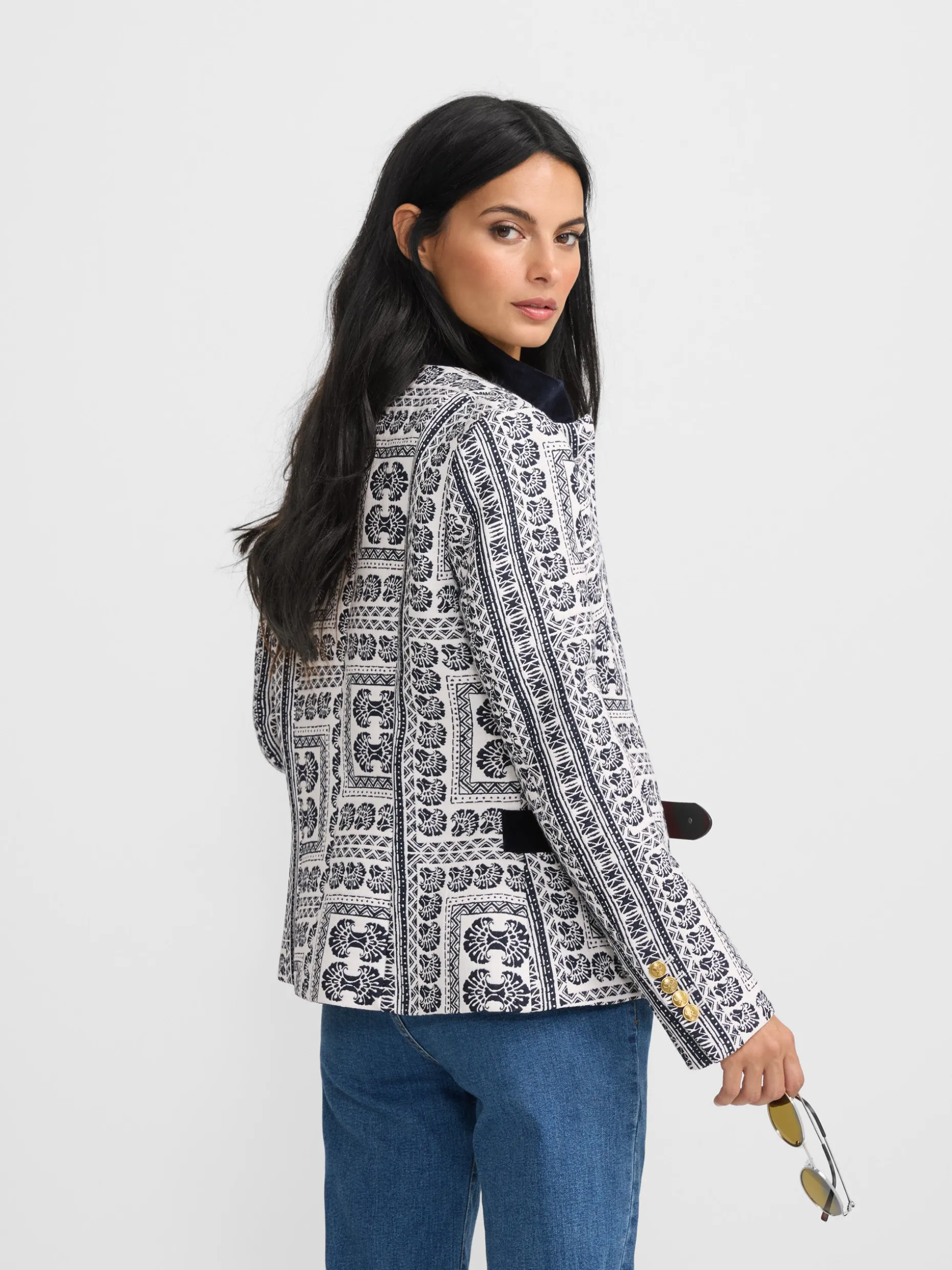 Americana jacquard motivos azul marino