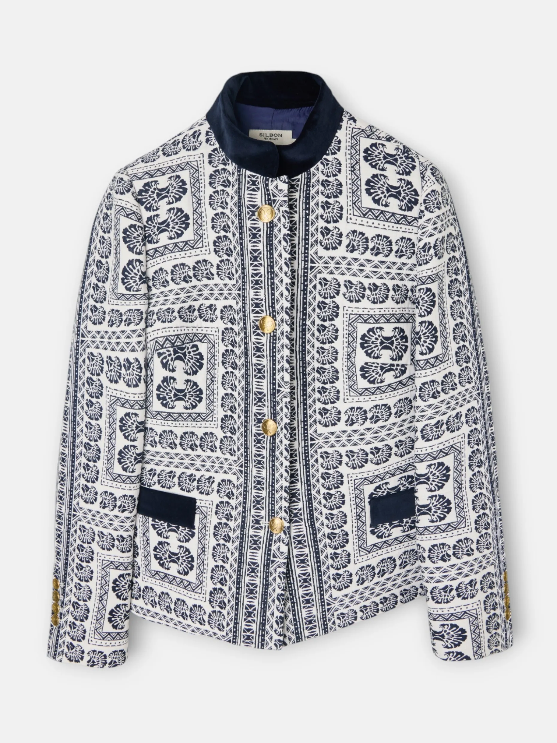 Americana jacquard motivos azul marino