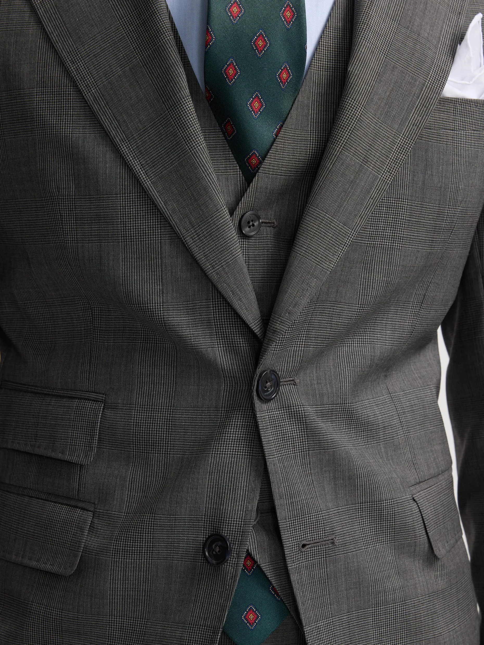Americana traje clasico principe de gales gris