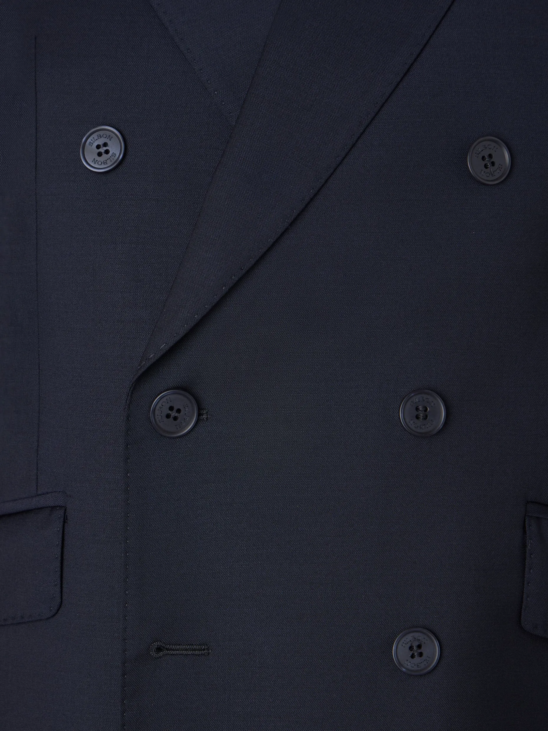 Americana traje cruzado stretch azul marino