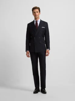 Americana traje cruzado stretch azul marino