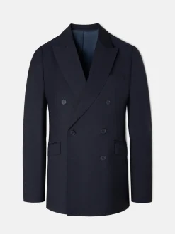 Americana traje cruzado stretch azul marino