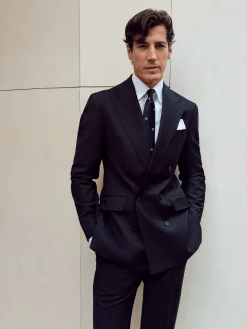 Americana traje cruzado stretch navy