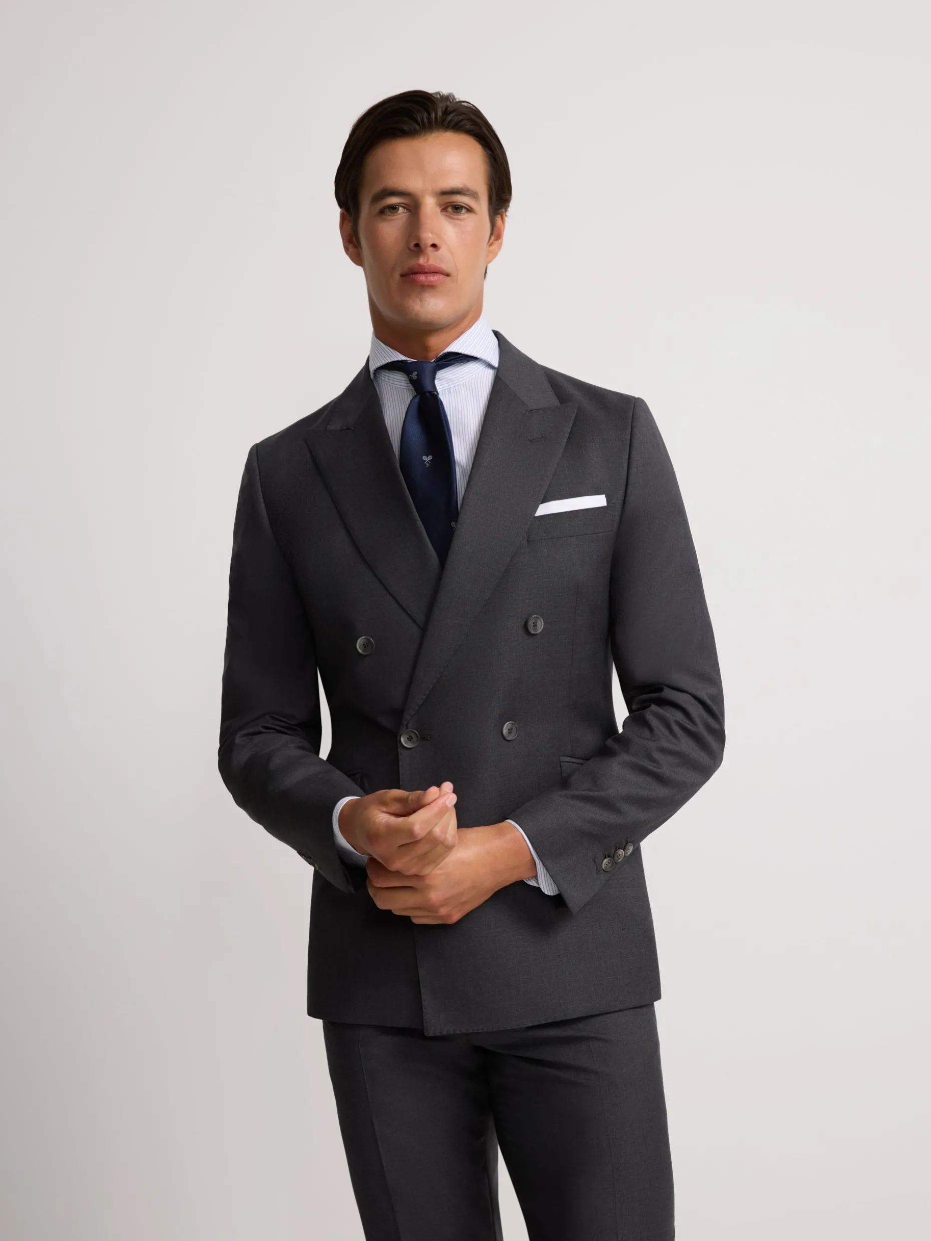 Americana traje cruzado stretch gris
