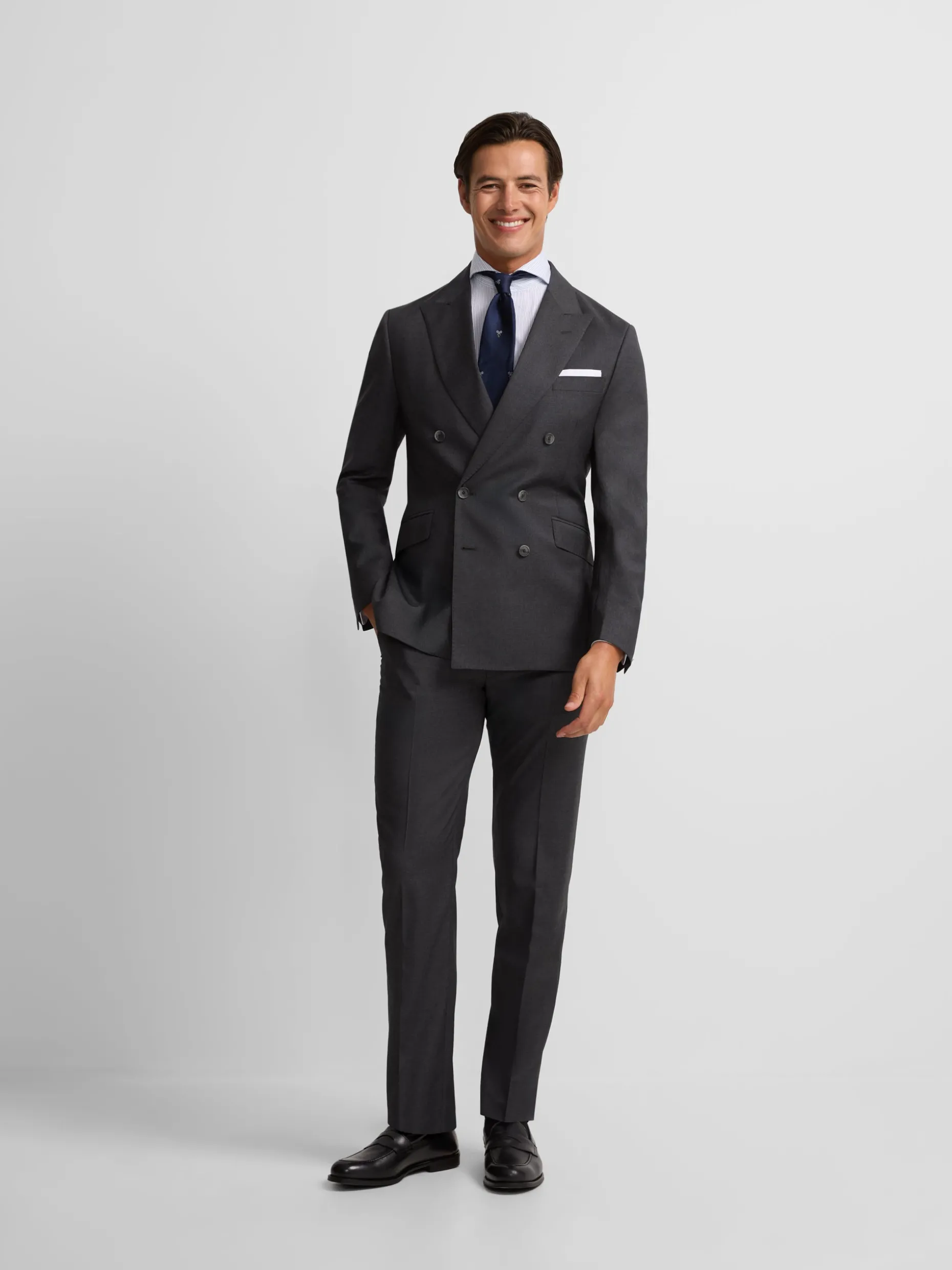 Americana traje cruzado stretch gris