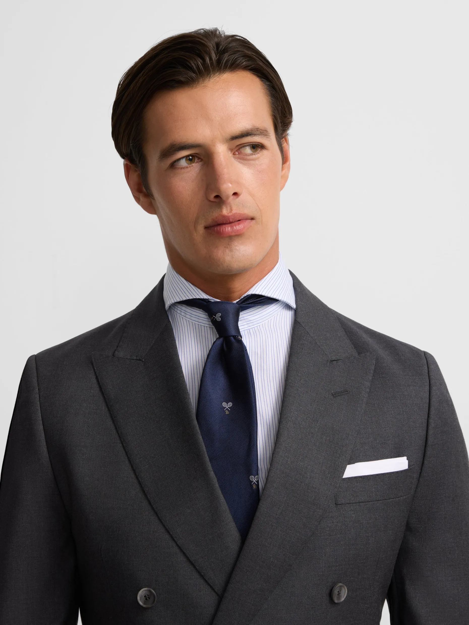 Americana traje cruzado stretch gris