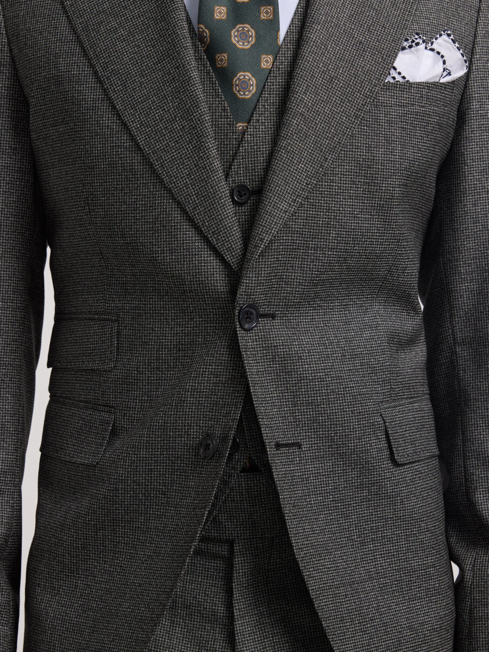 Americana traje pata de gallo gris