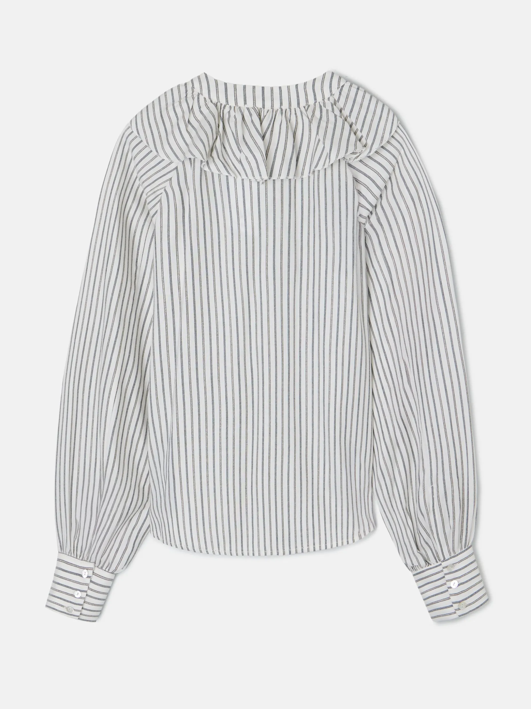Blusa chorreras rayas blanca