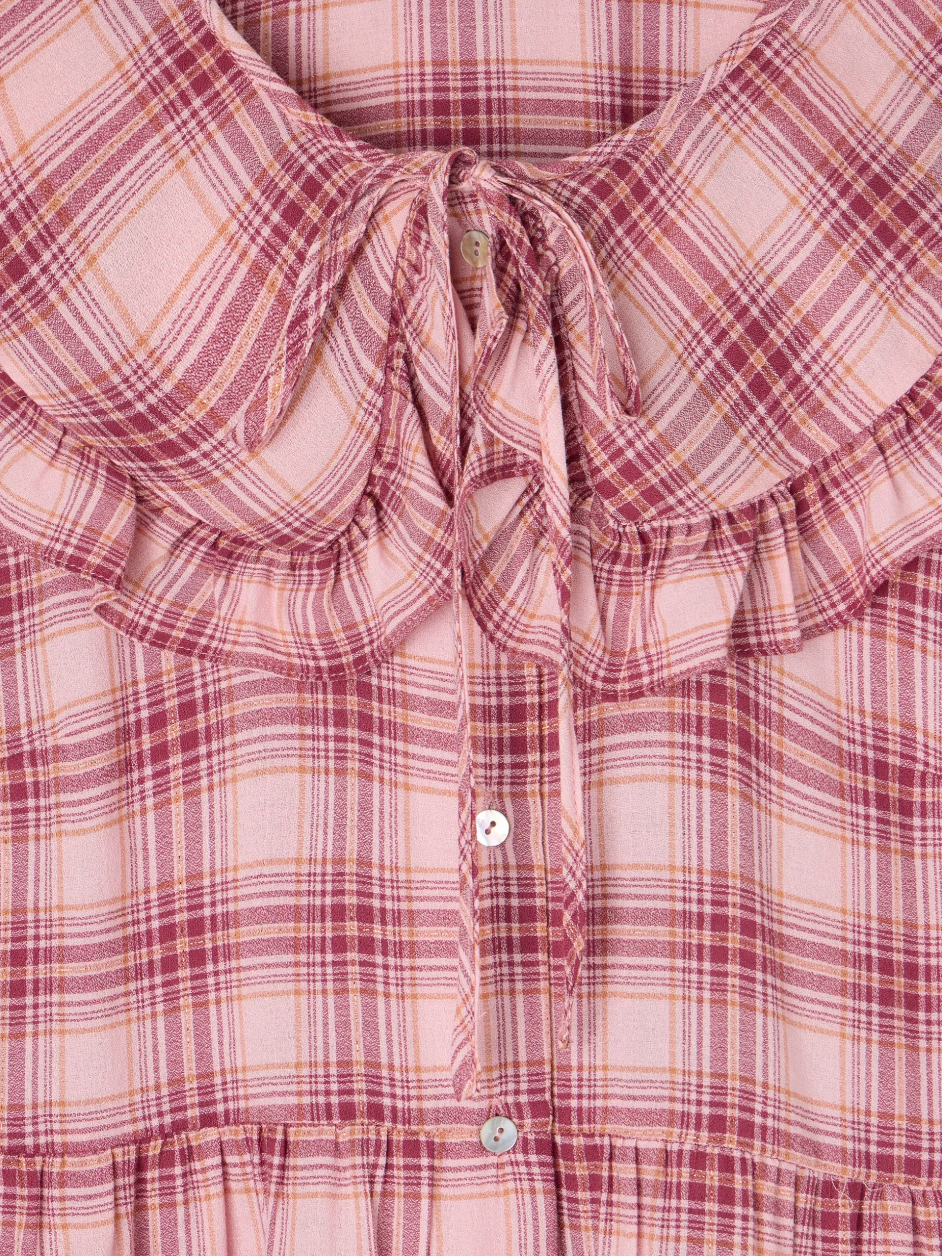 Blusa cuello bobo cuadros rosas