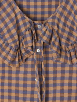 Blusa cuello bobo vichy azul