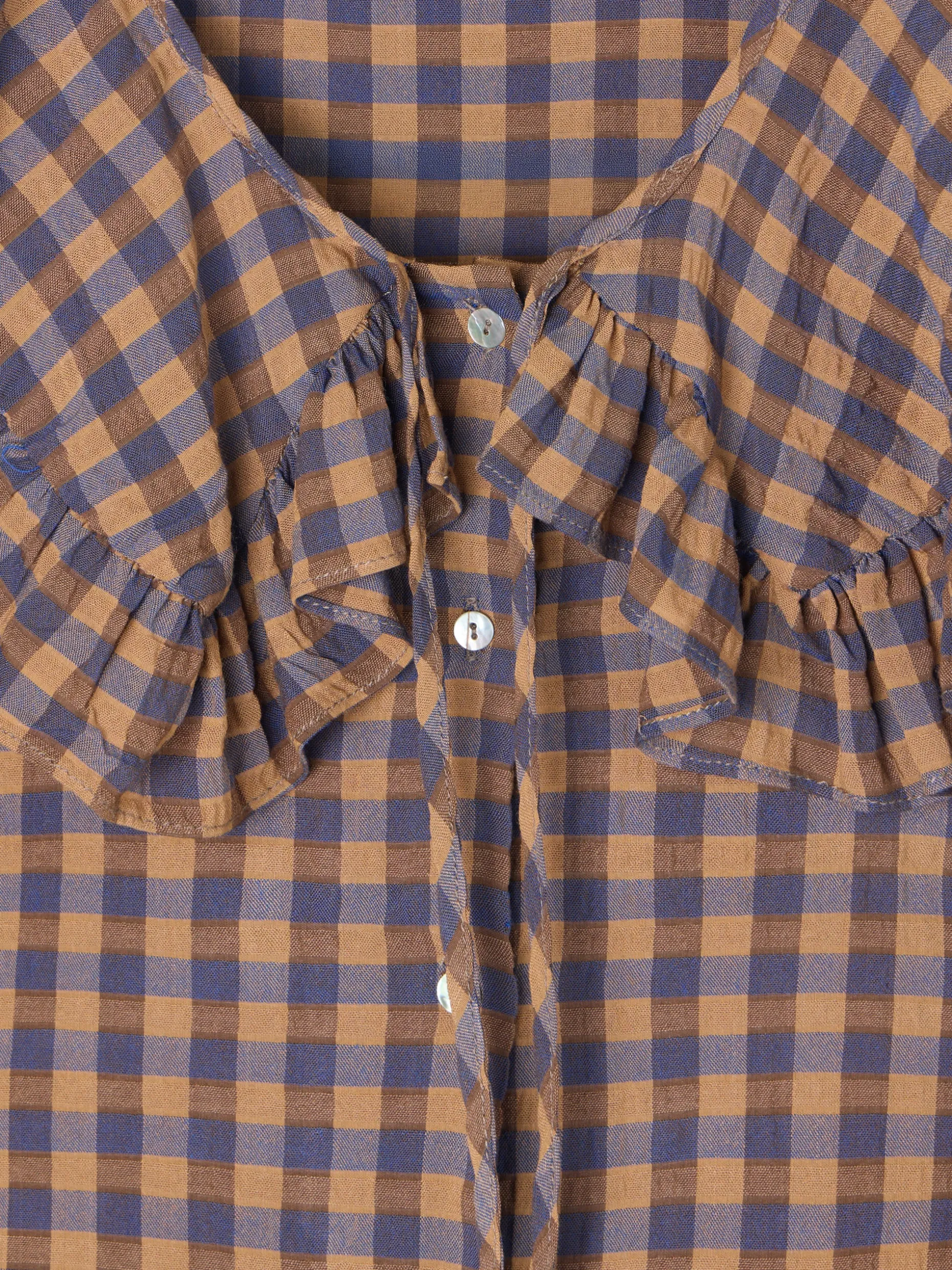 Blusa cuello bobo vichy azul