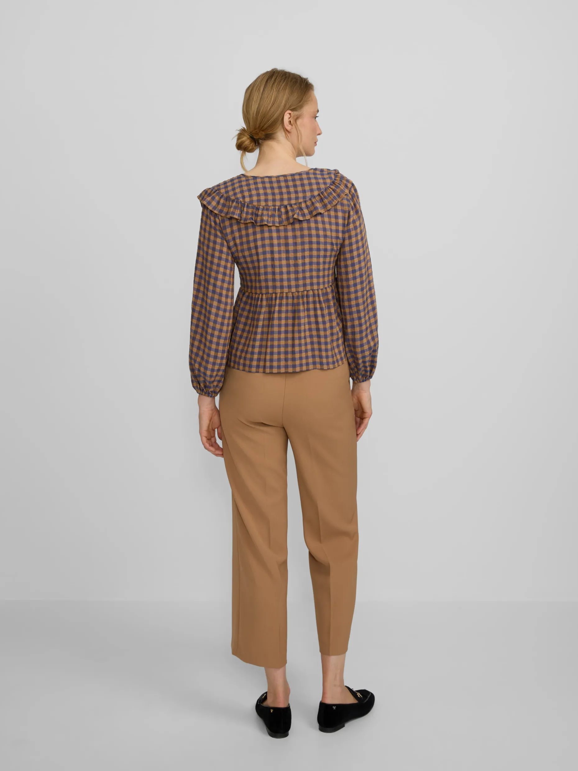 Blusa cuello bobo vichy azul