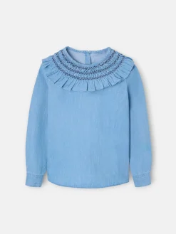 Blusa girl detalle puño denim