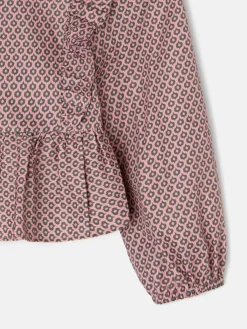 Blusa girl jaretas estampado etnico rosa