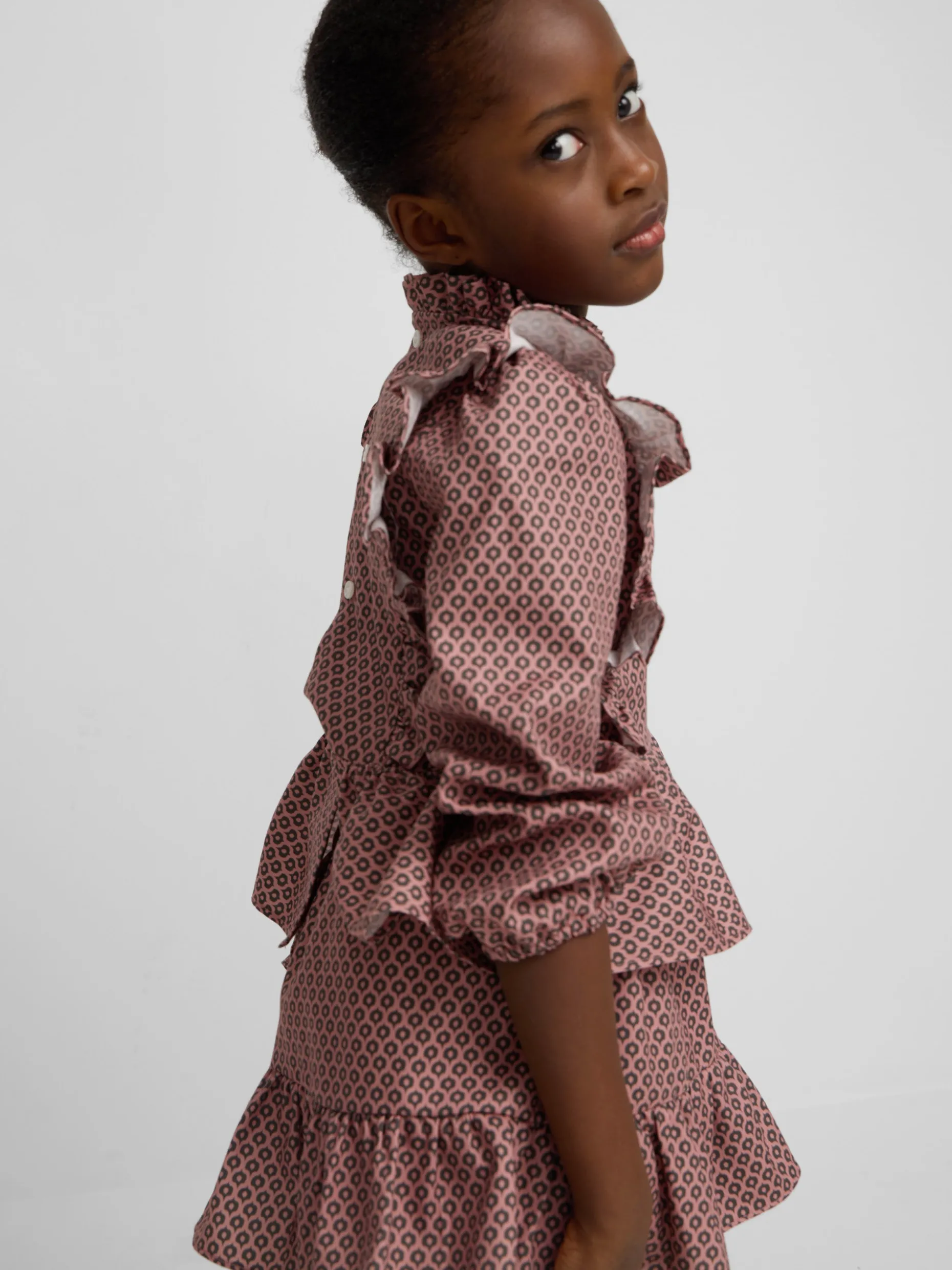 Blusa girl jaretas estampado etnico rosa