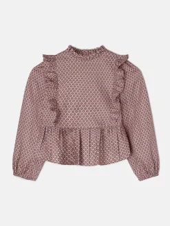 Blusa girl jaretas estampado etnico rosa