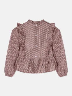 Blusa girl jaretas estampado etnico rosa