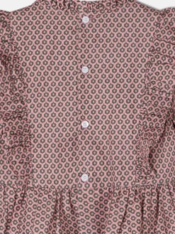 Blusa girl jaretas estampado etnico rosa