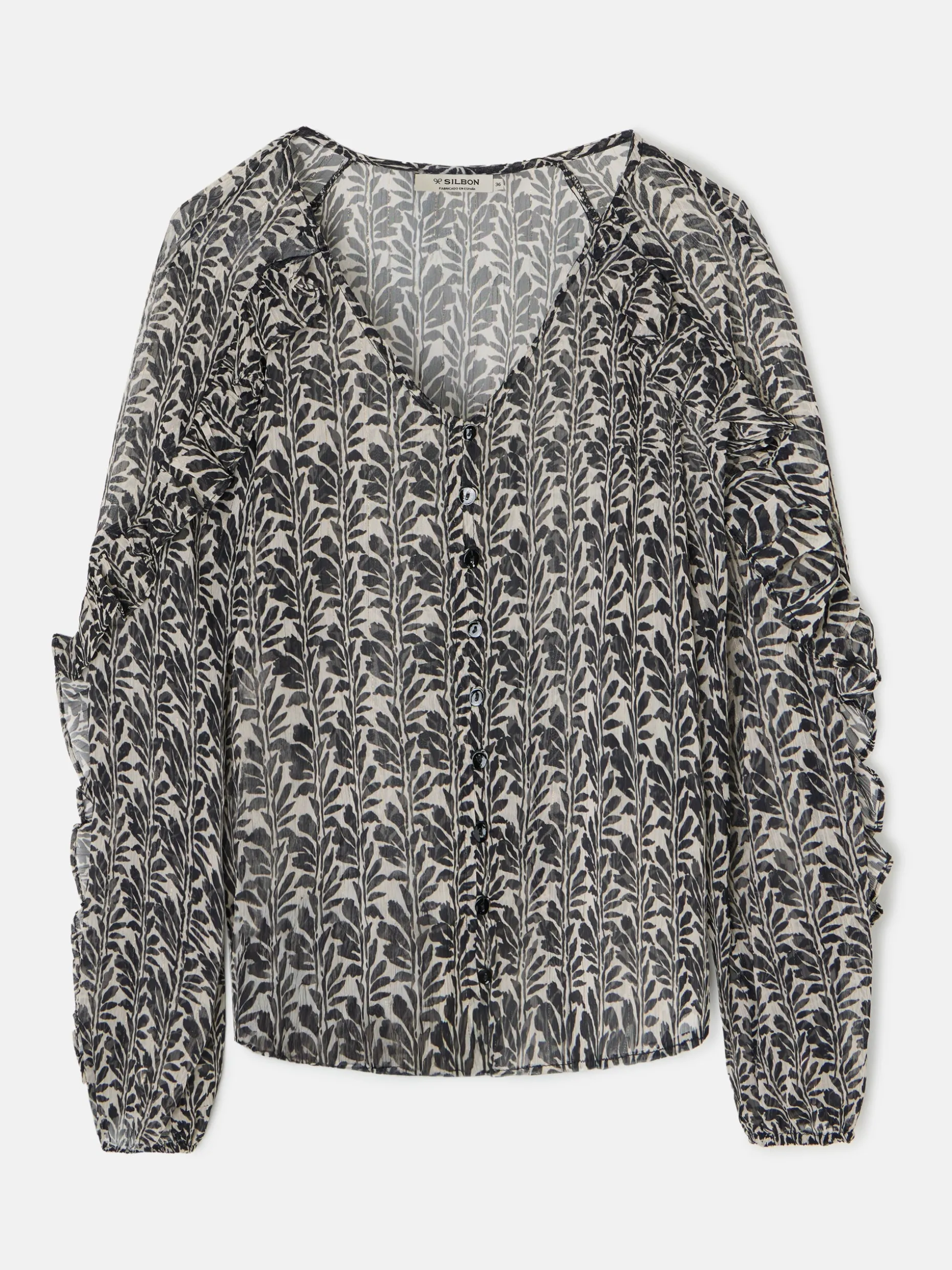 Blusa volantes estampado negros