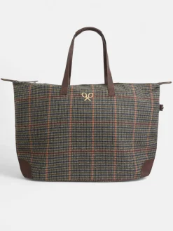 Bolsa de viaje casual tejido cuadros marron