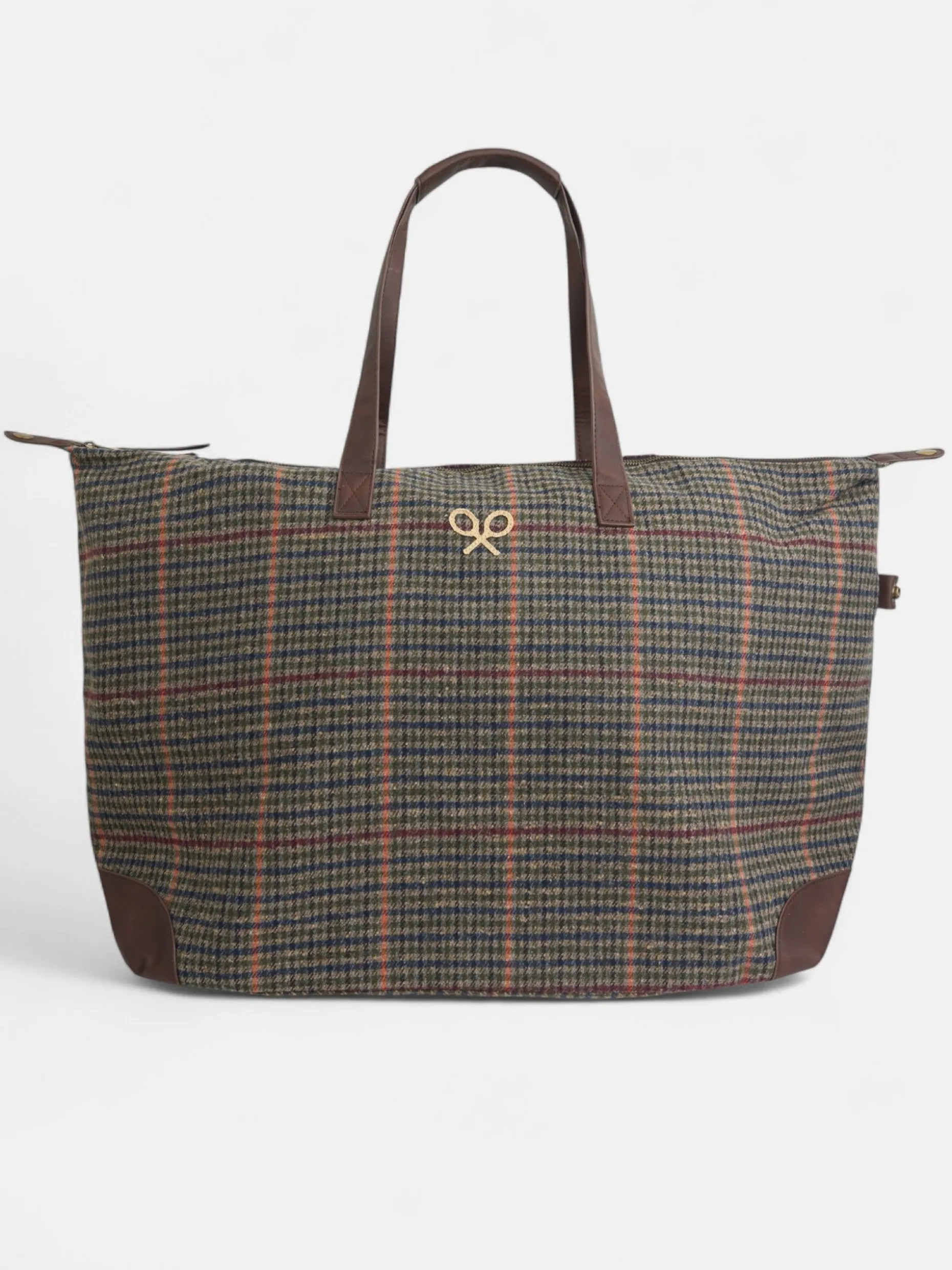 Bolsa de viaje casual tejido cuadros marron