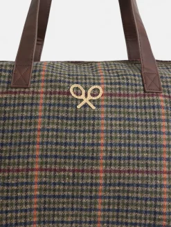 Bolsa de viaje casual tejido cuadros marron