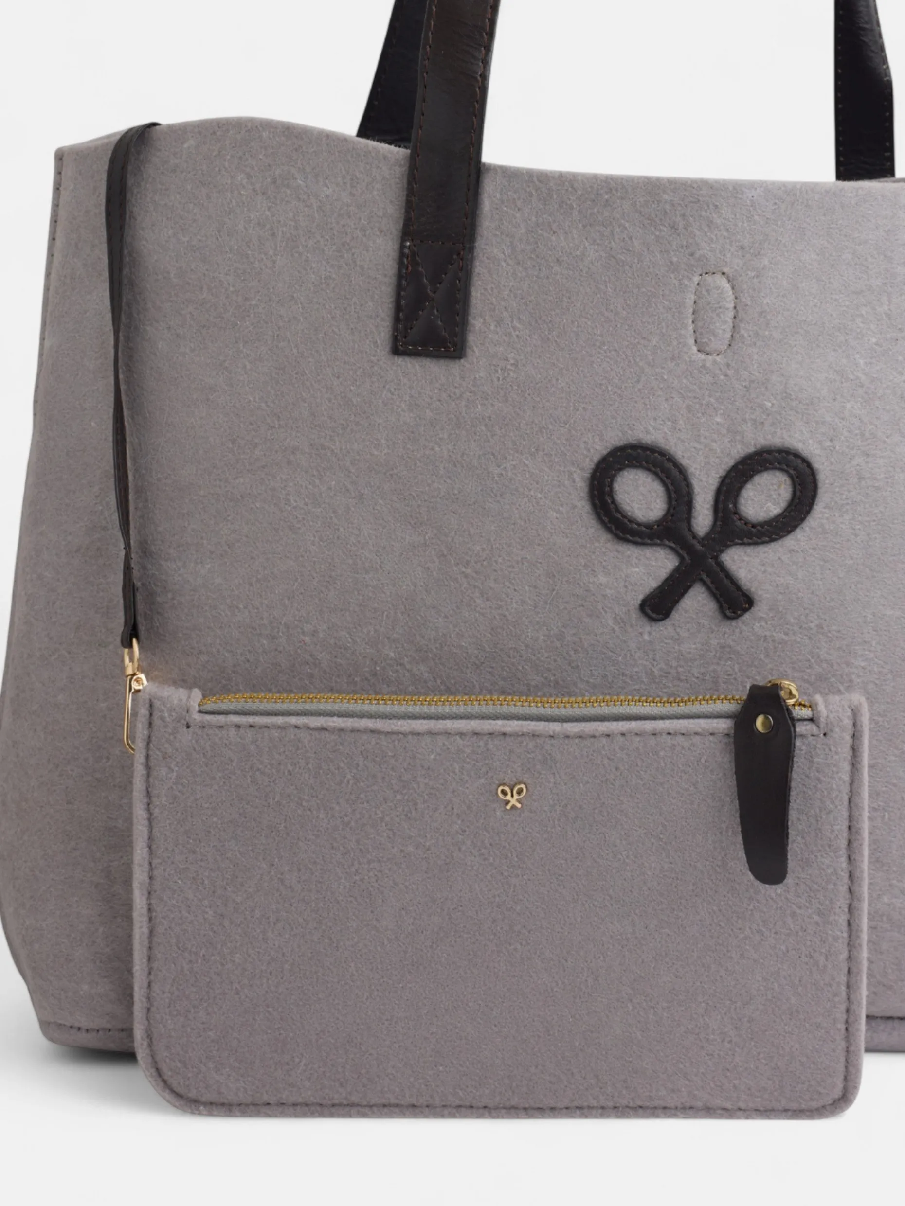 Bolso fieltro raqueta gris