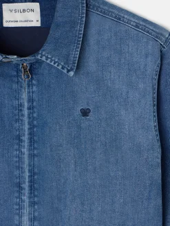 Bomber vaquera desgastada azul