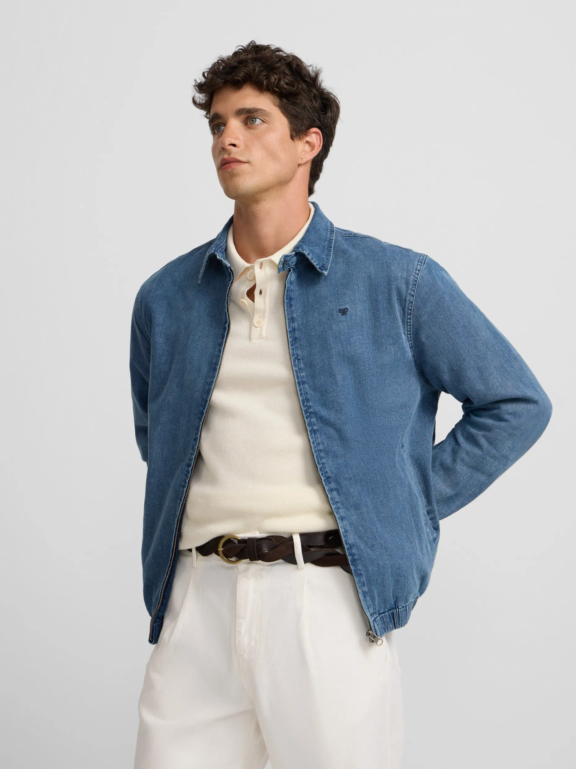 Bomber vaquera desgastada azul