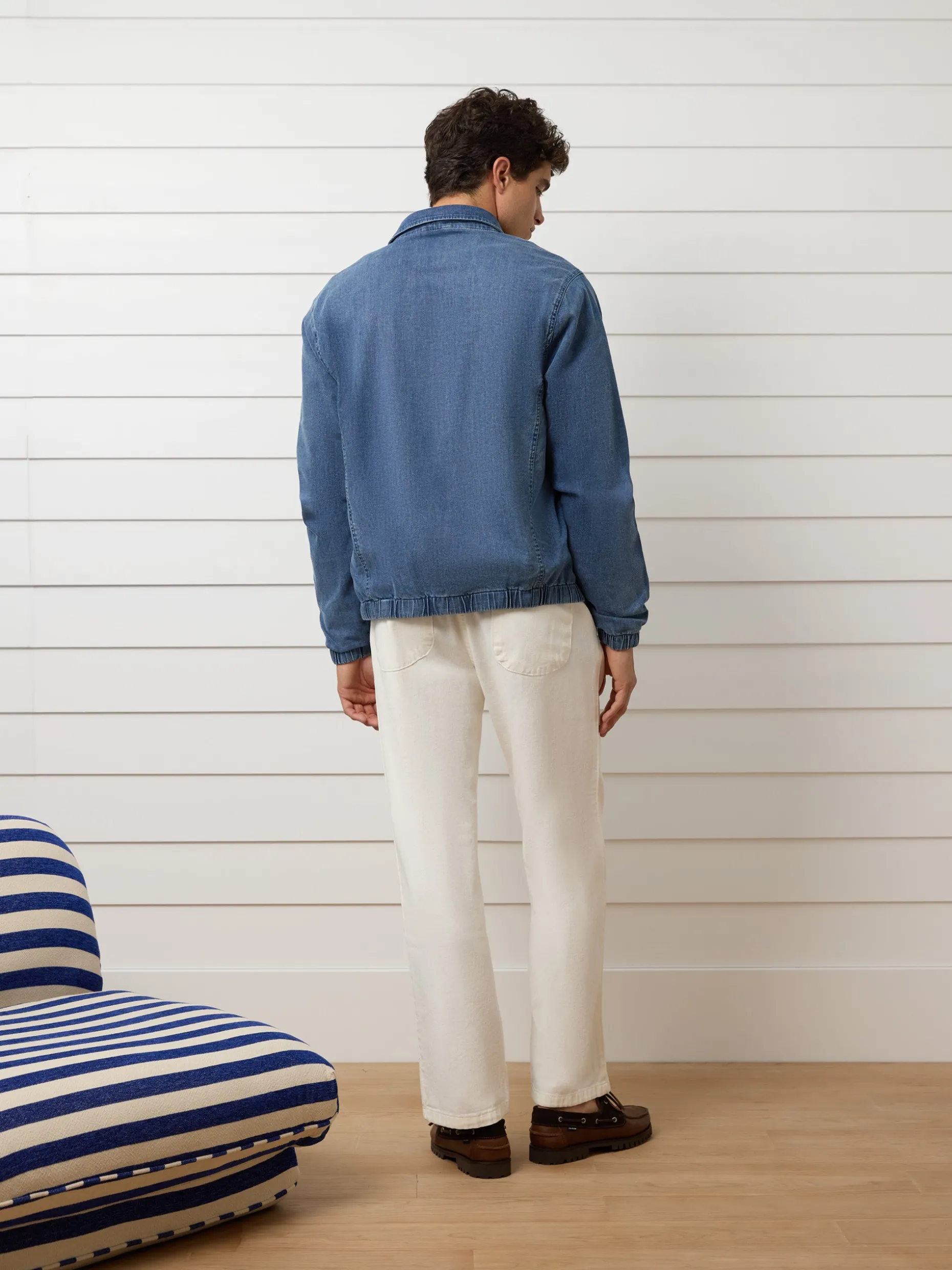 Bomber vaquera desgastada azul