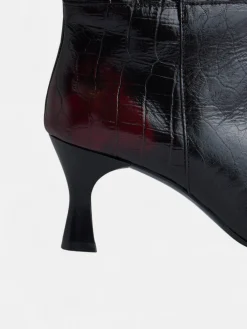 Bota alta piel coco negra