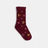Calcetin girl estampado granate