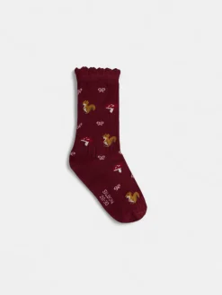Calcetin girl estampado granate