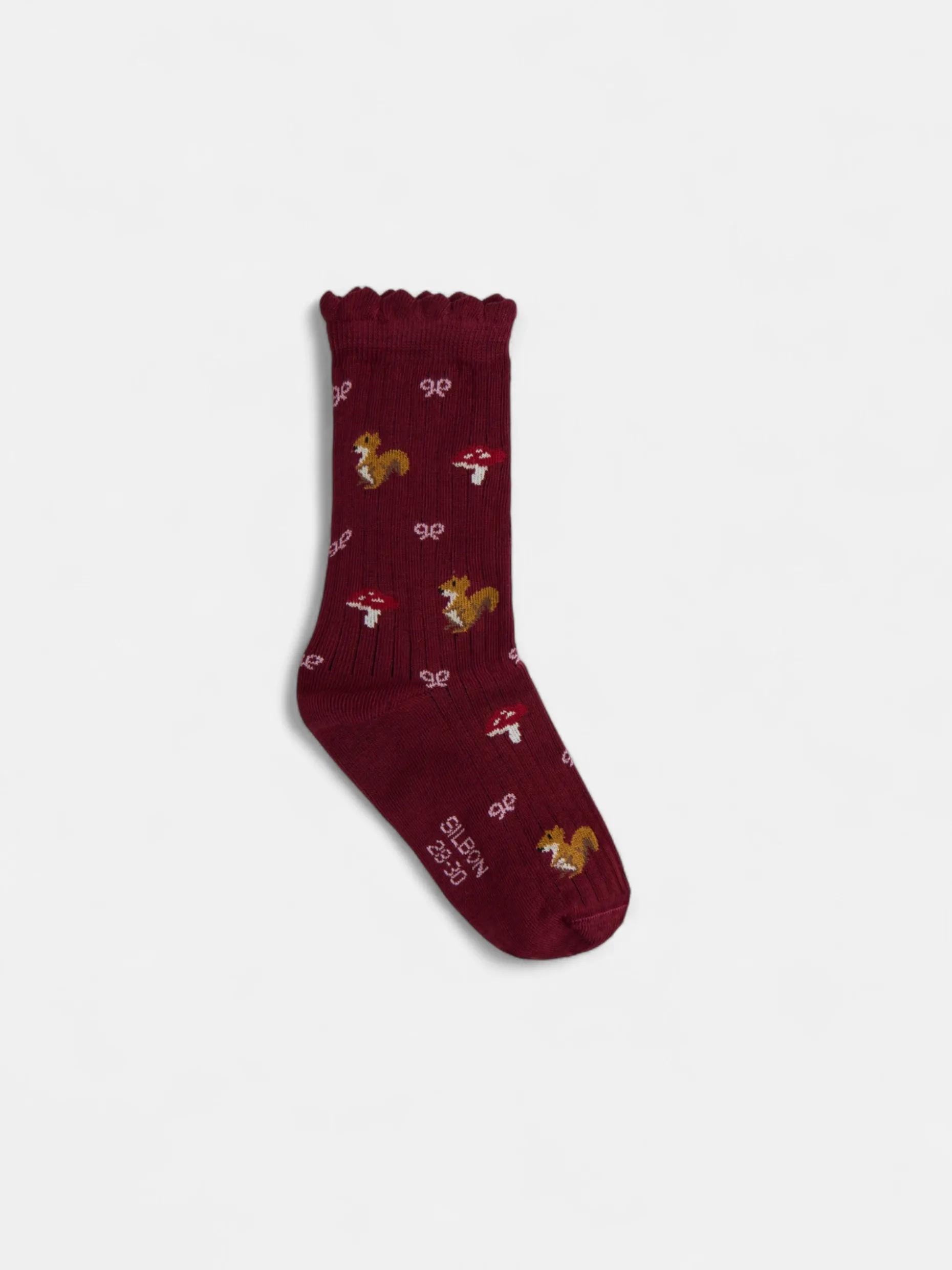 Calcetin girl estampado granate