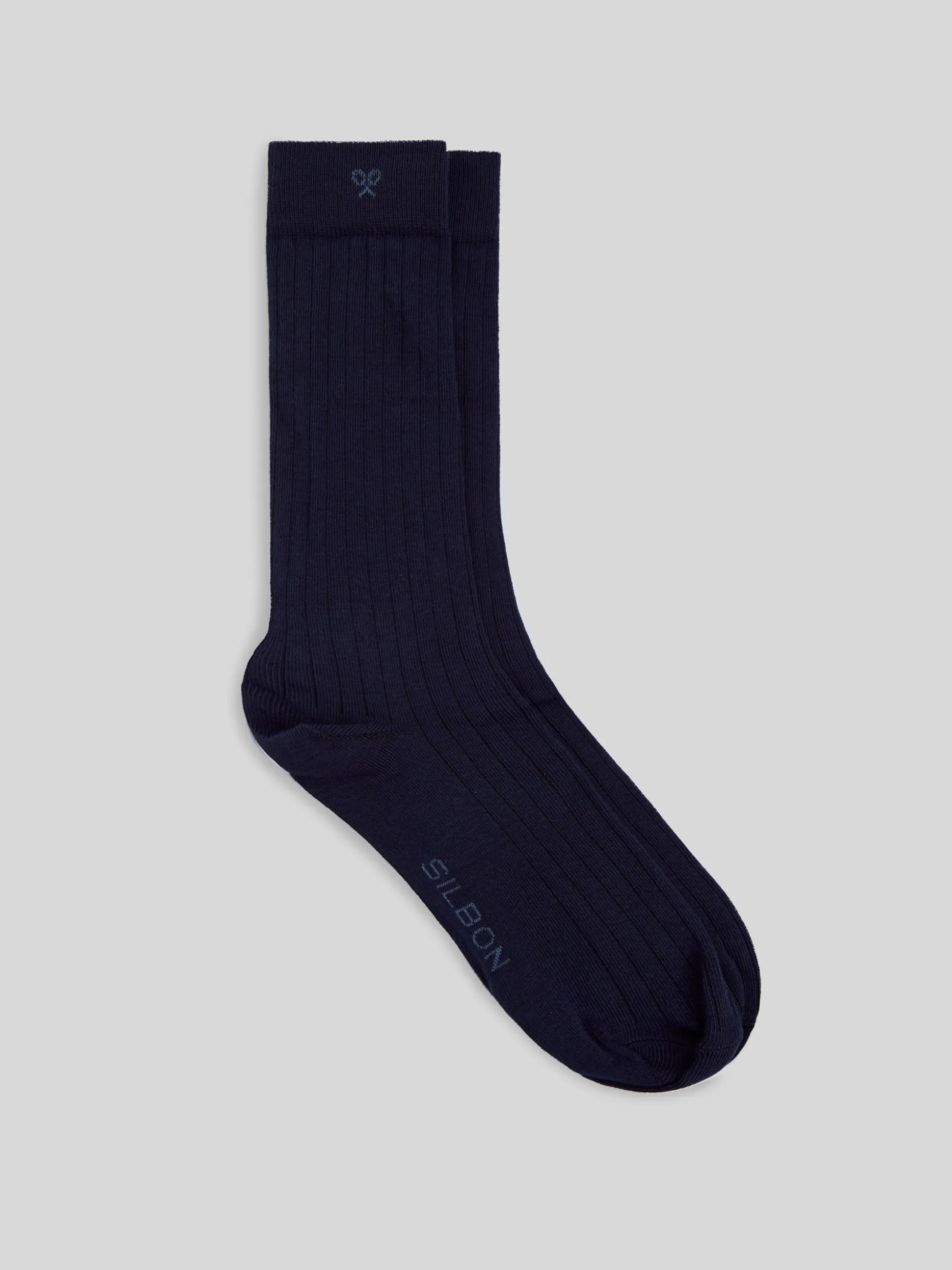Calcetin silbon liso azul marino