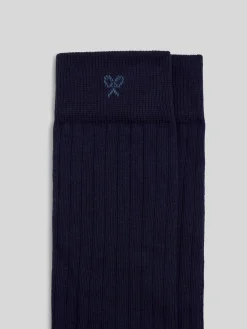 Calcetin silbon liso azul marino