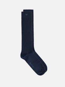 Calcetin silbon liso azul marino