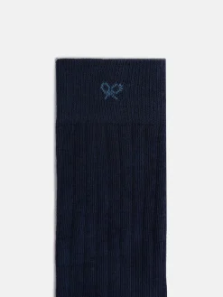 Calcetin silbon liso azul marino